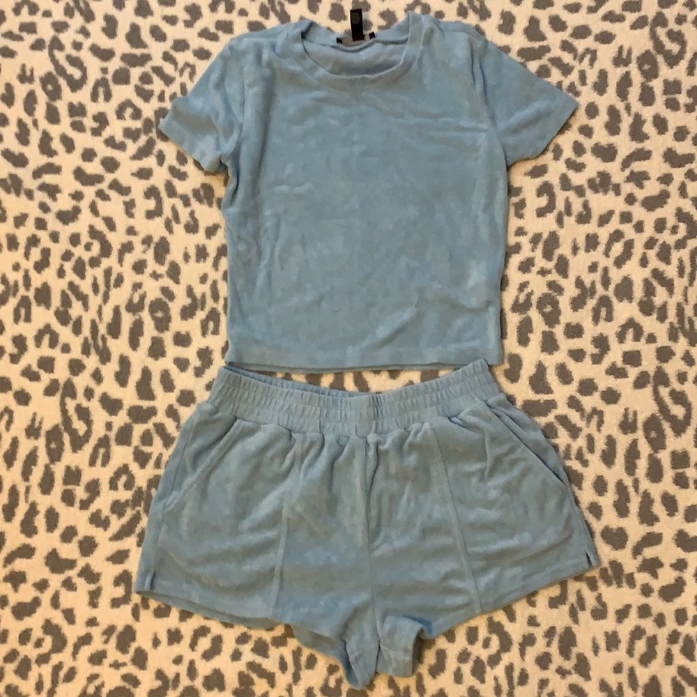Forever 21 Terry Cloth Baby Blue Set